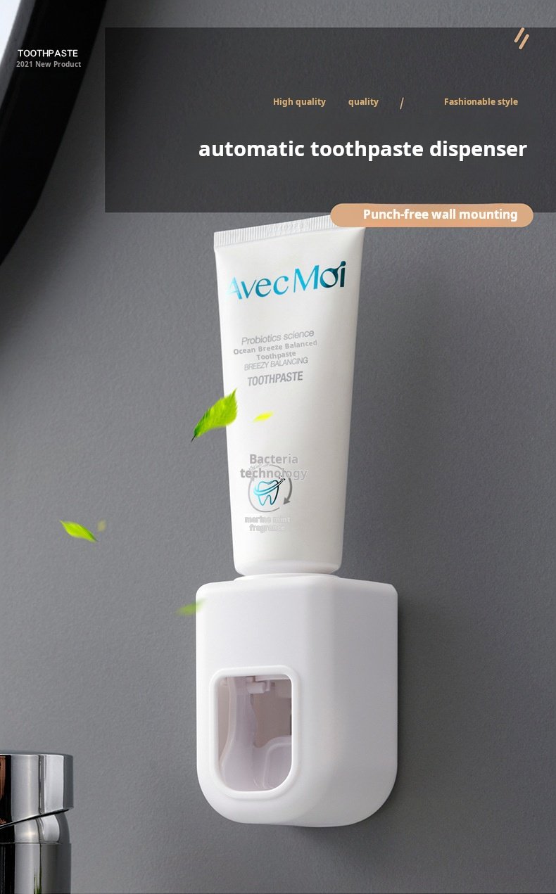Automatic toothpaste squeezer wall-mounted no-drill lazy installation daily necessities quantitative extruder back sticker simple toothpaste holder