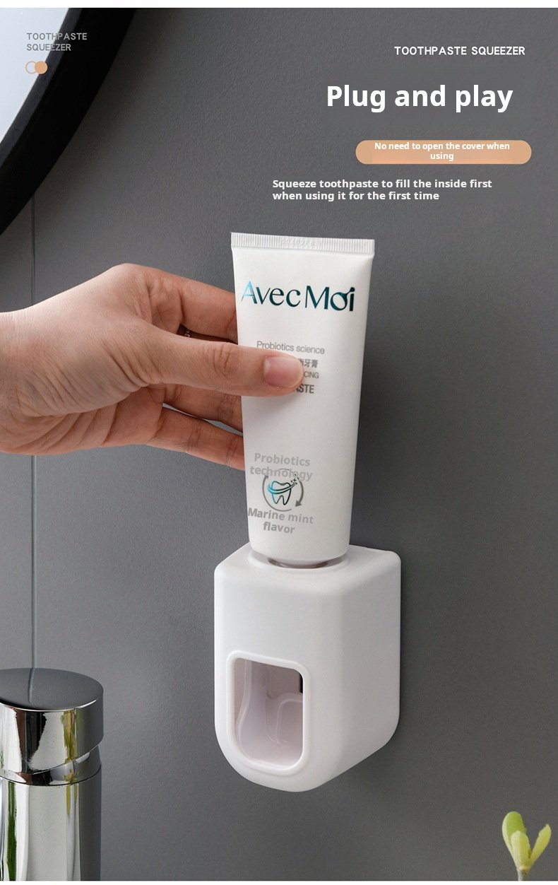 Automatic toothpaste squeezer wall-mounted no-drill lazy installation daily necessities quantitative extruder back sticker simple toothpaste holder
