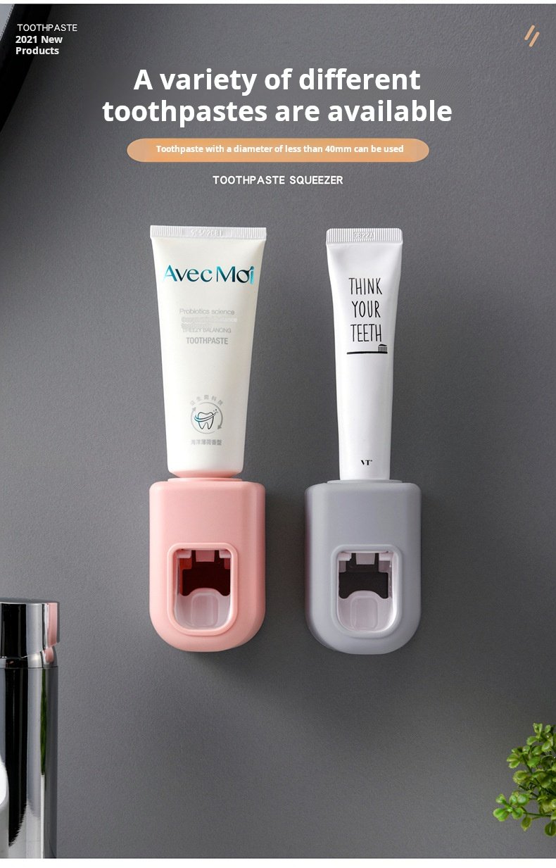 Automatic toothpaste squeezer wall-mounted no-drill lazy installation daily necessities quantitative extruder back sticker simple toothpaste holder