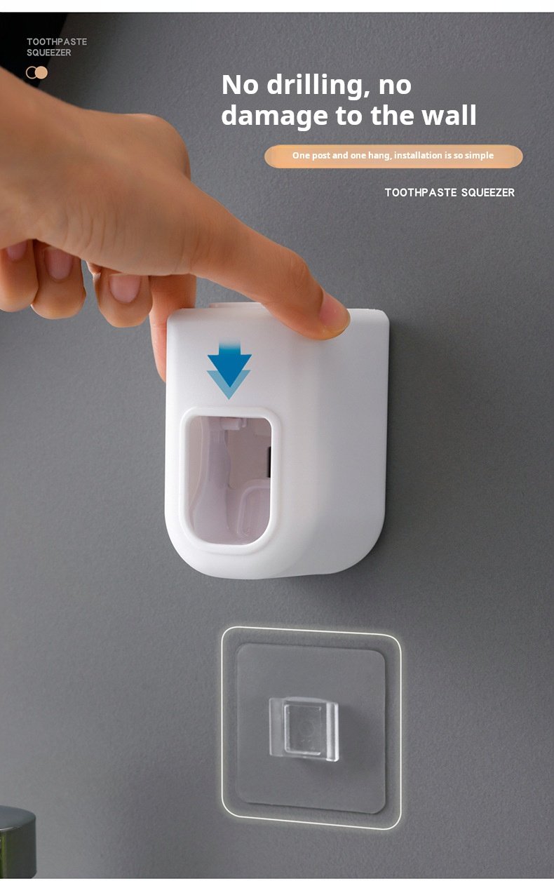 Automatic toothpaste squeezer wall-mounted no-drill lazy installation daily necessities quantitative extruder back sticker simple toothpaste holder