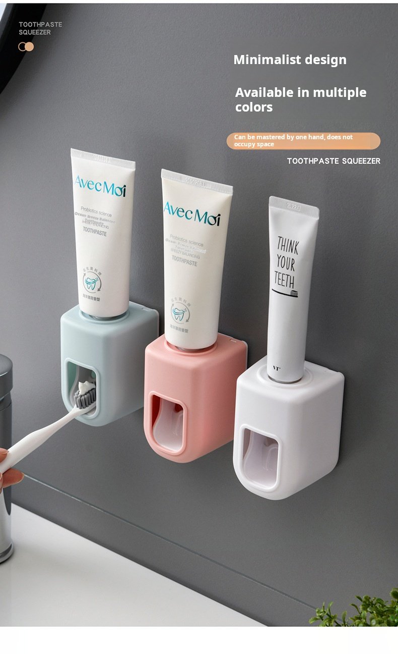Automatic toothpaste squeezer wall-mounted no-drill lazy installation daily necessities quantitative extruder back sticker simple toothpaste holder