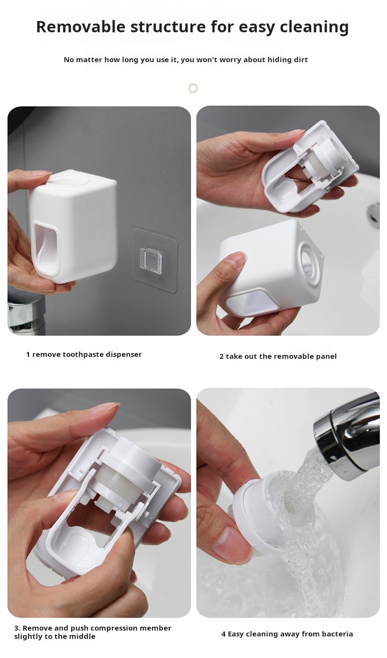 Automatic toothpaste squeezer wall-mounted no-drill lazy installation daily necessities quantitative extruder back sticker simple toothpaste holder