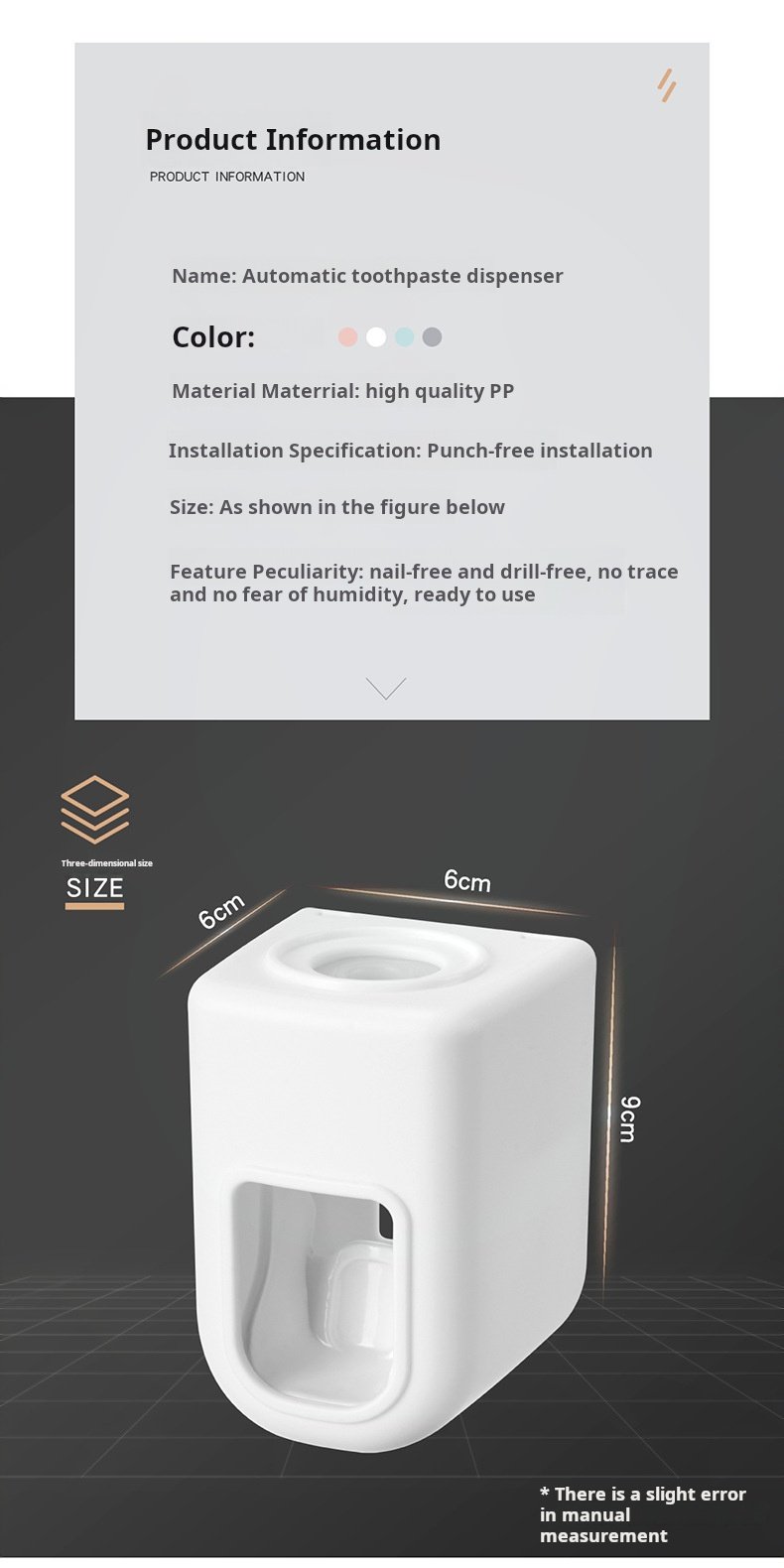 Automatic toothpaste squeezer wall-mounted no-drill lazy installation daily necessities quantitative extruder back sticker simple toothpaste holder