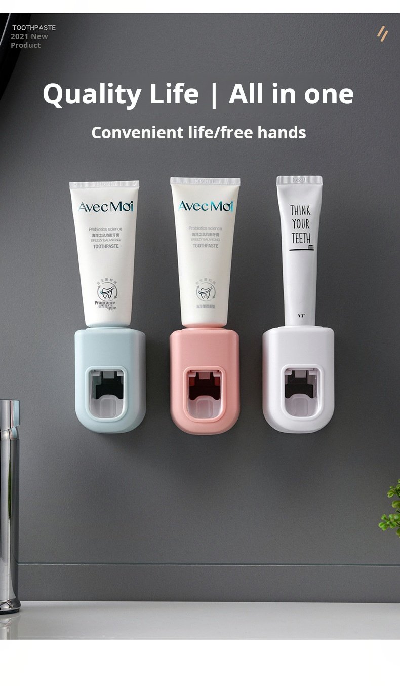Automatic toothpaste squeezer wall-mounted no-drill lazy installation daily necessities quantitative extruder back sticker simple toothpaste holder