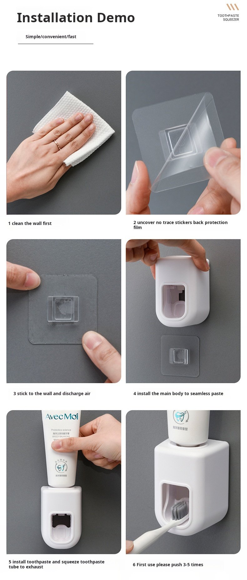 Automatic toothpaste squeezer wall-mounted no-drill lazy installation daily necessities quantitative extruder back sticker simple toothpaste holder